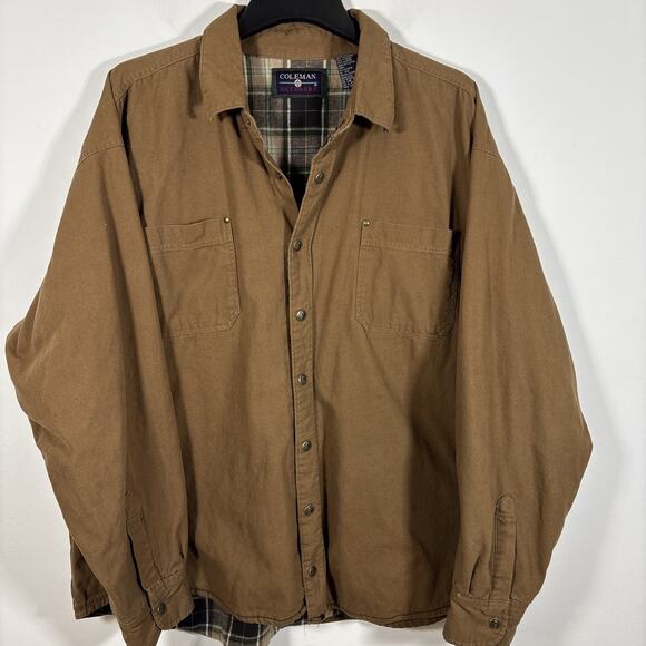 Coleman Outdoors Vintage Flannel Lined Shirt Jacket Snap Front 3XLT Shacket - Picture 1 of 9